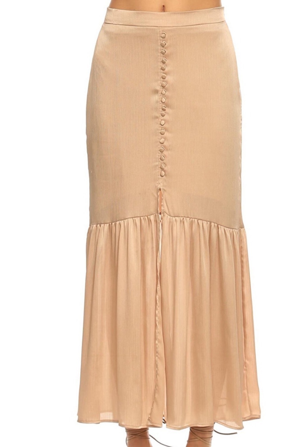 Hermosa Skirt, Slit Long Design Satin Skirt